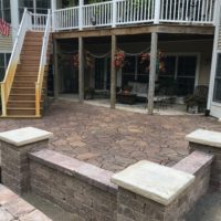 Patio with sitting walls